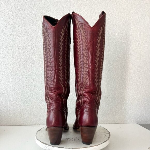 Rod Patrick Womens Cowboy Boots 10 Burgundy Red Western Cowgirl Tall French Toe - Picture 3 of 12